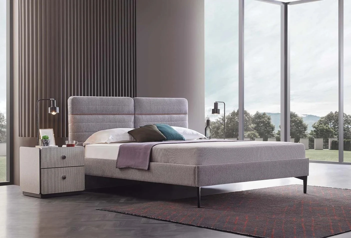 Royal Luxury Bed with Floor to Ceiling Headboard