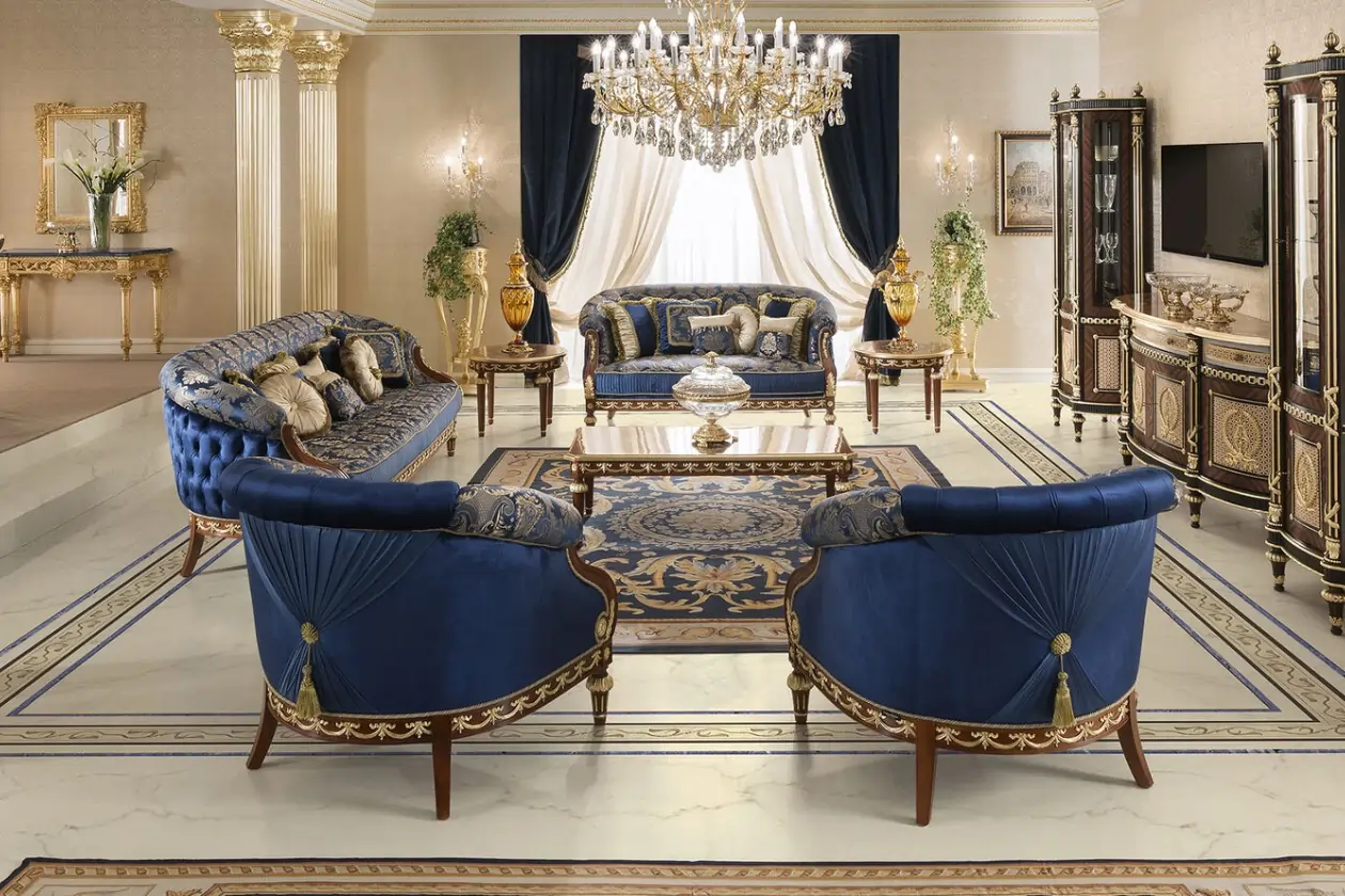 Royal Blue Velvet Upholstery Detail
