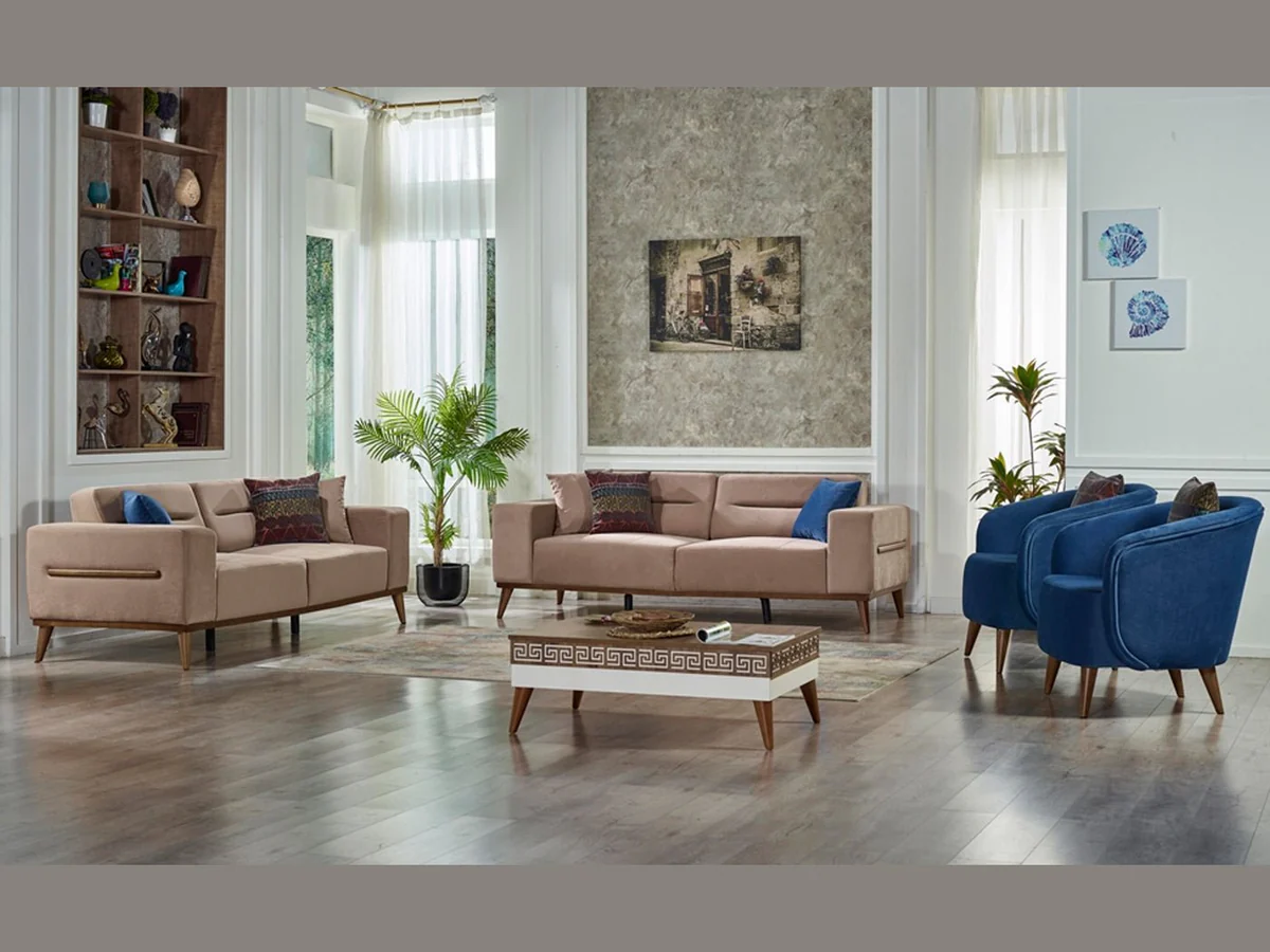 Odesa Linear Bench Module in Grey Fabric