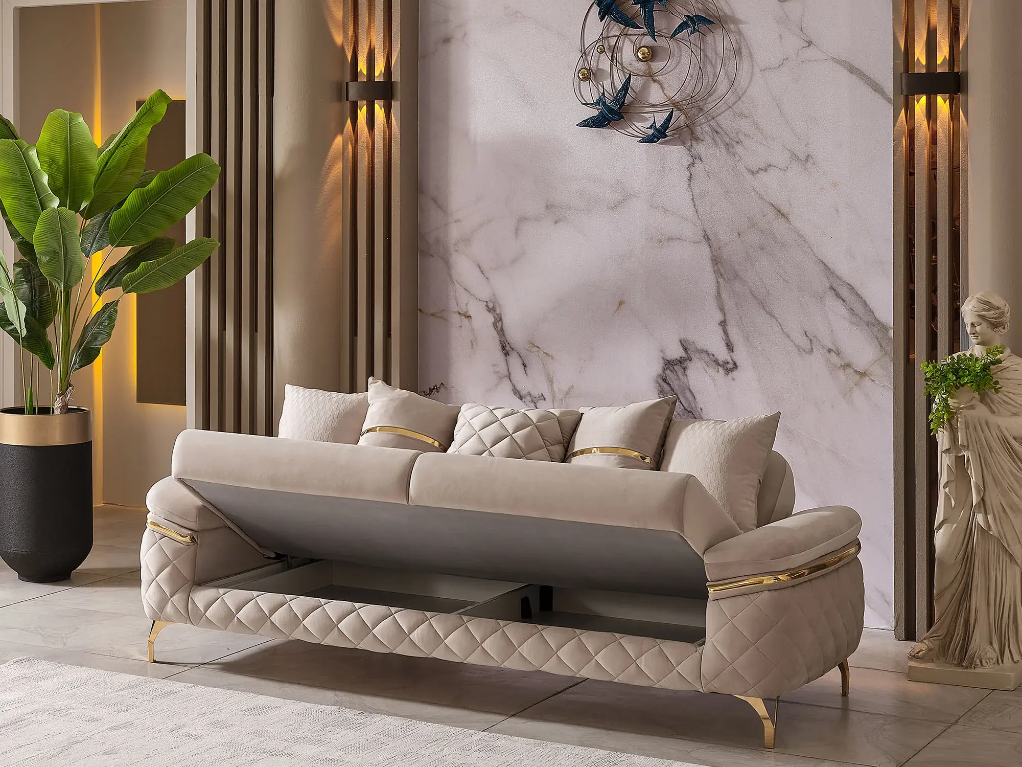 Orlando Sofa Side Profile showing Walnut Frame